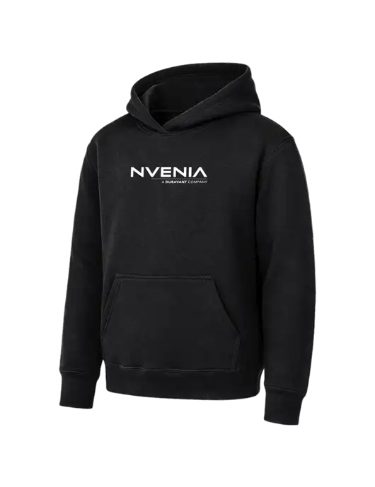 Youth Black 7.8 oz Pullover Hooded Sweatshirt w/nVenia Logo
