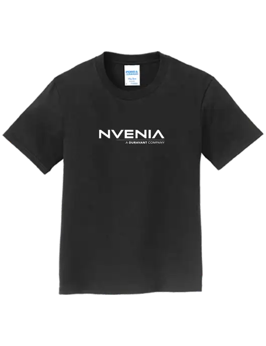 Youth Ring Spun Jet Black 4.5 oz T-Shirt w/nVenia Logo